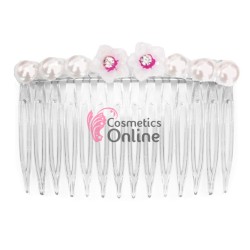 Pieptene din plastic BT008KK Transparent cu perle pentru par 